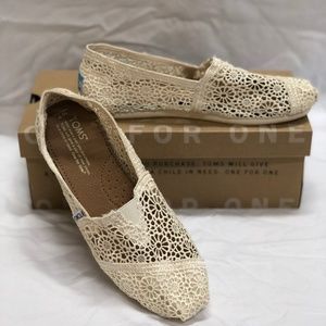 White Lace Slip-On Toms